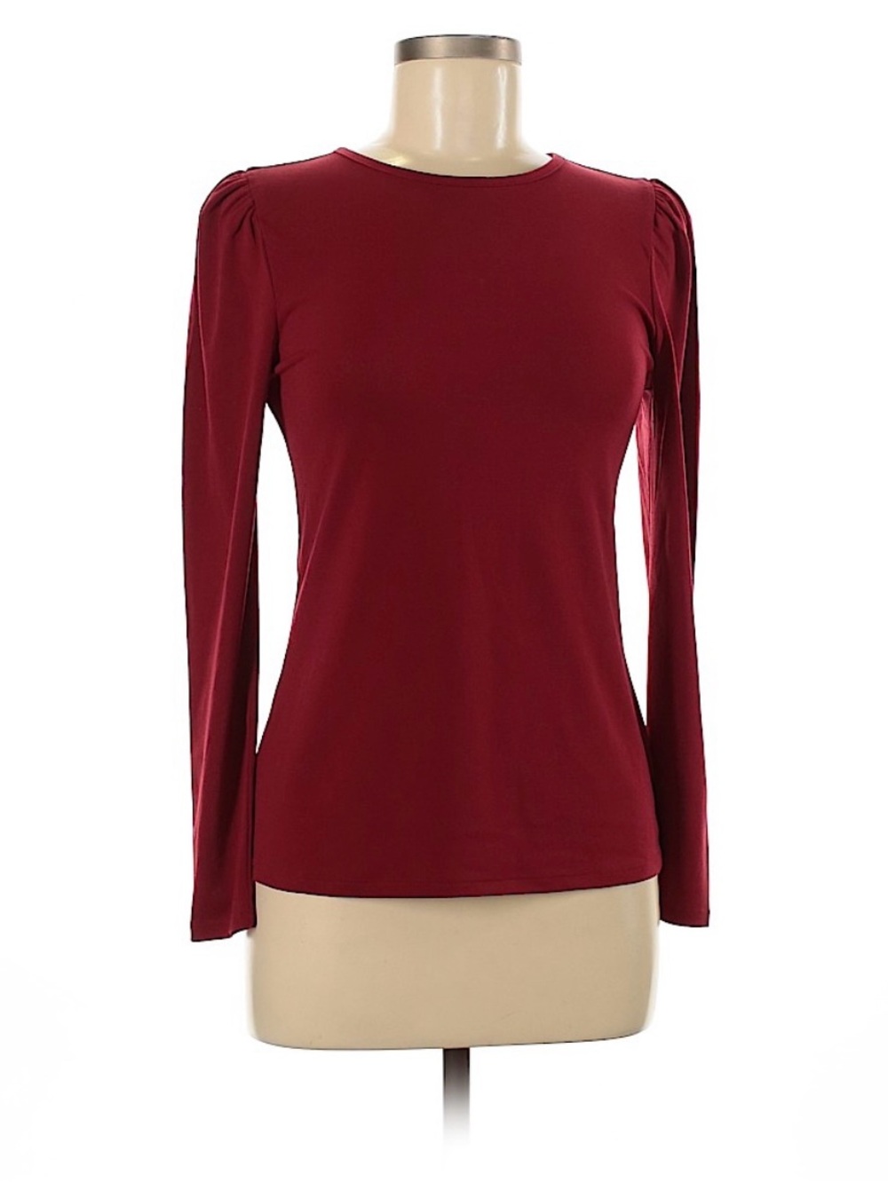 Express Long Sleeve Crewneck Top in Burgundy Red